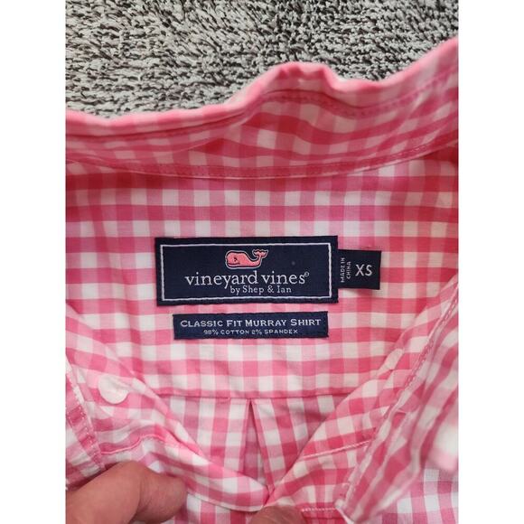 Vineyard Vines Preppy Long Sleeved Pink and White Checked Size XS - Picture 2 of 3